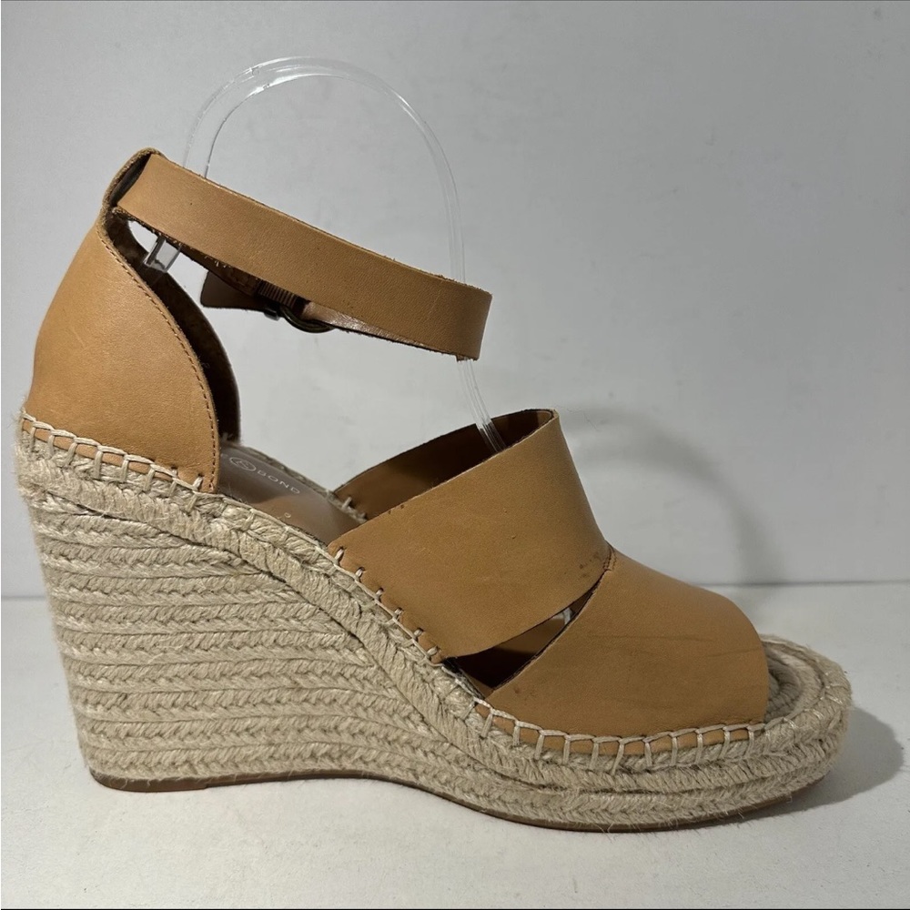 Treasure & Bond Wedge Sandal Size 11 M Tan Ankle Strap High Heel Espadrille Shoe - Picture 4 of 12